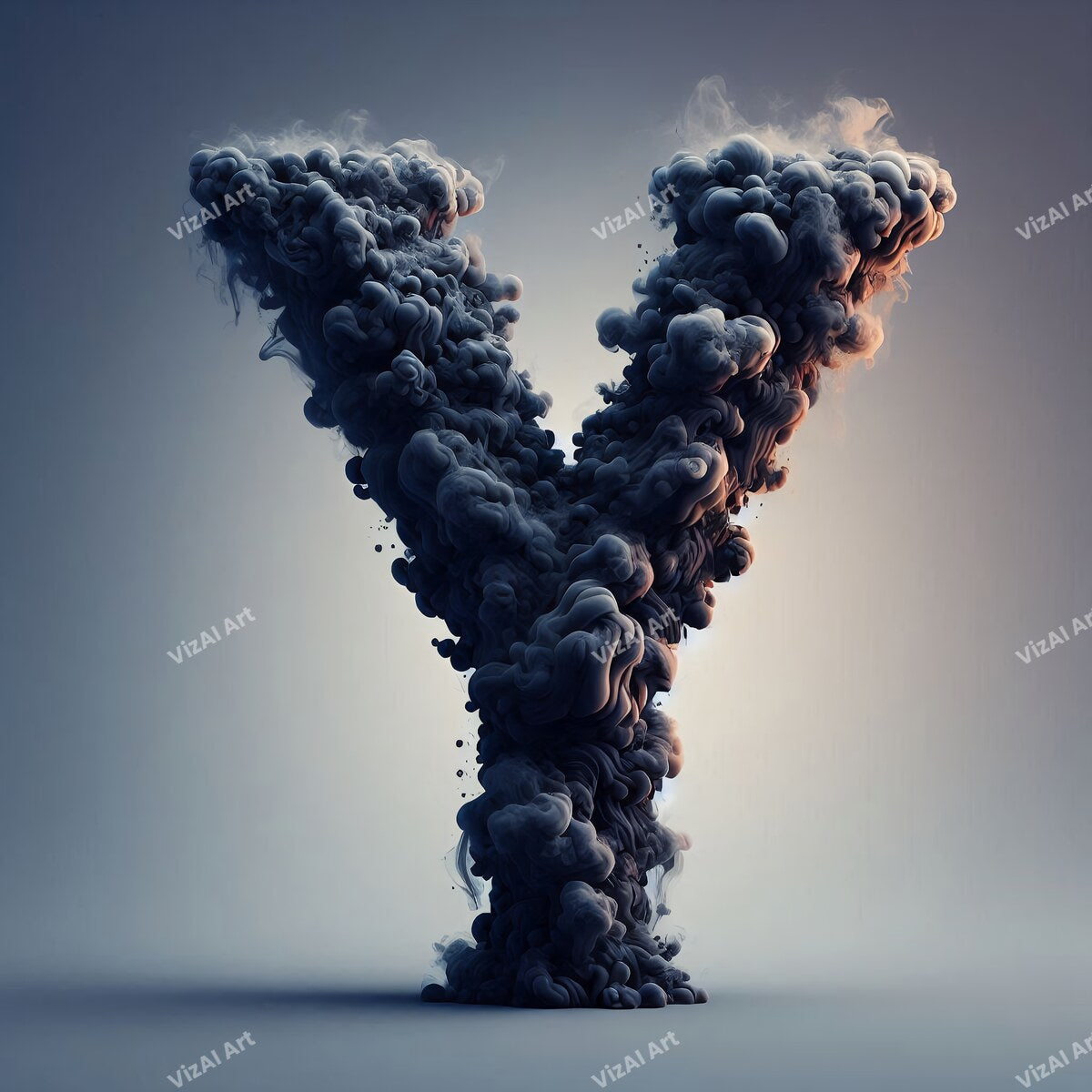 Black Smoke alphabet letter Y