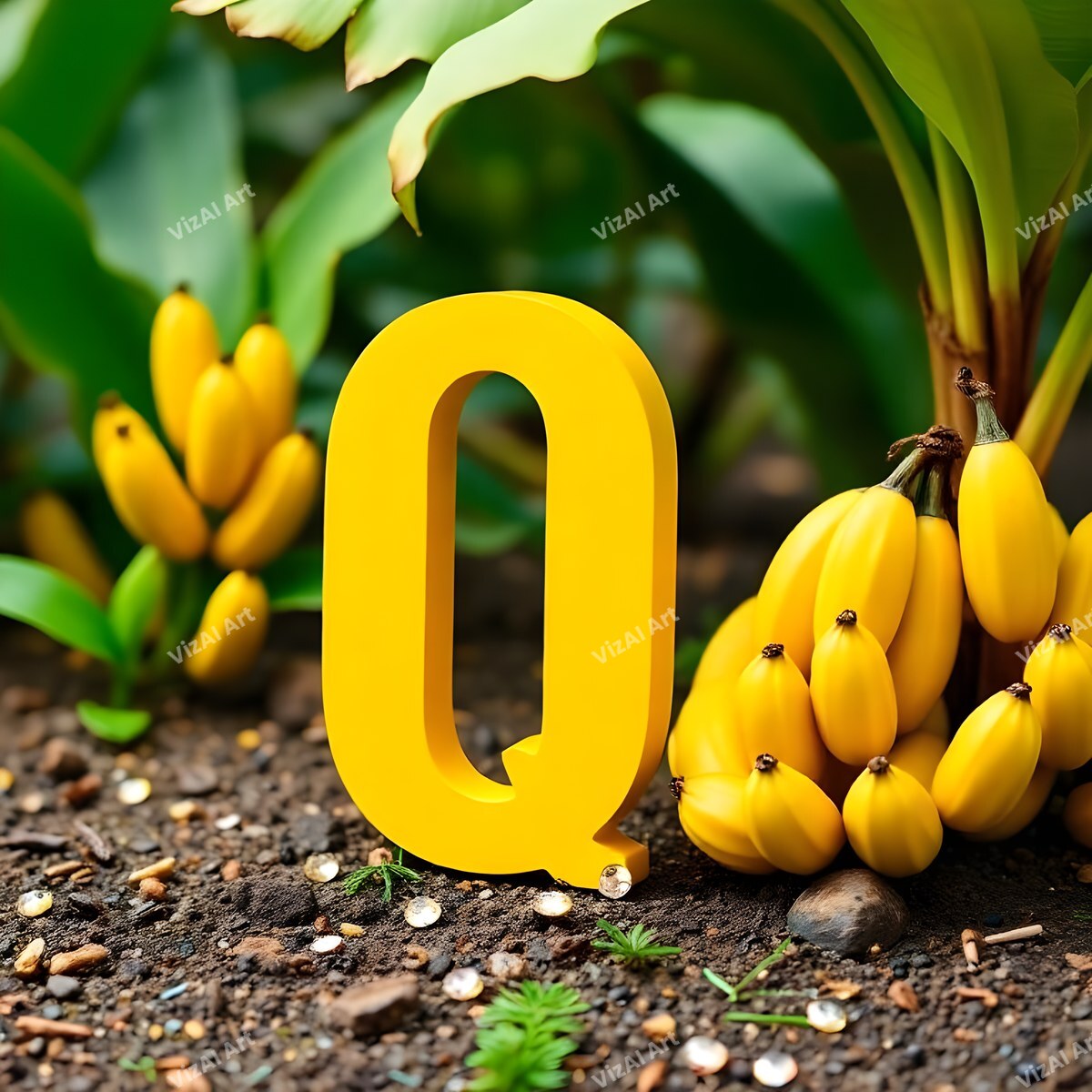 Banana alphabet letter Q