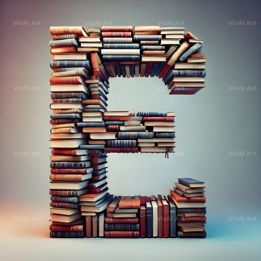 Book Stack alphabet letter E