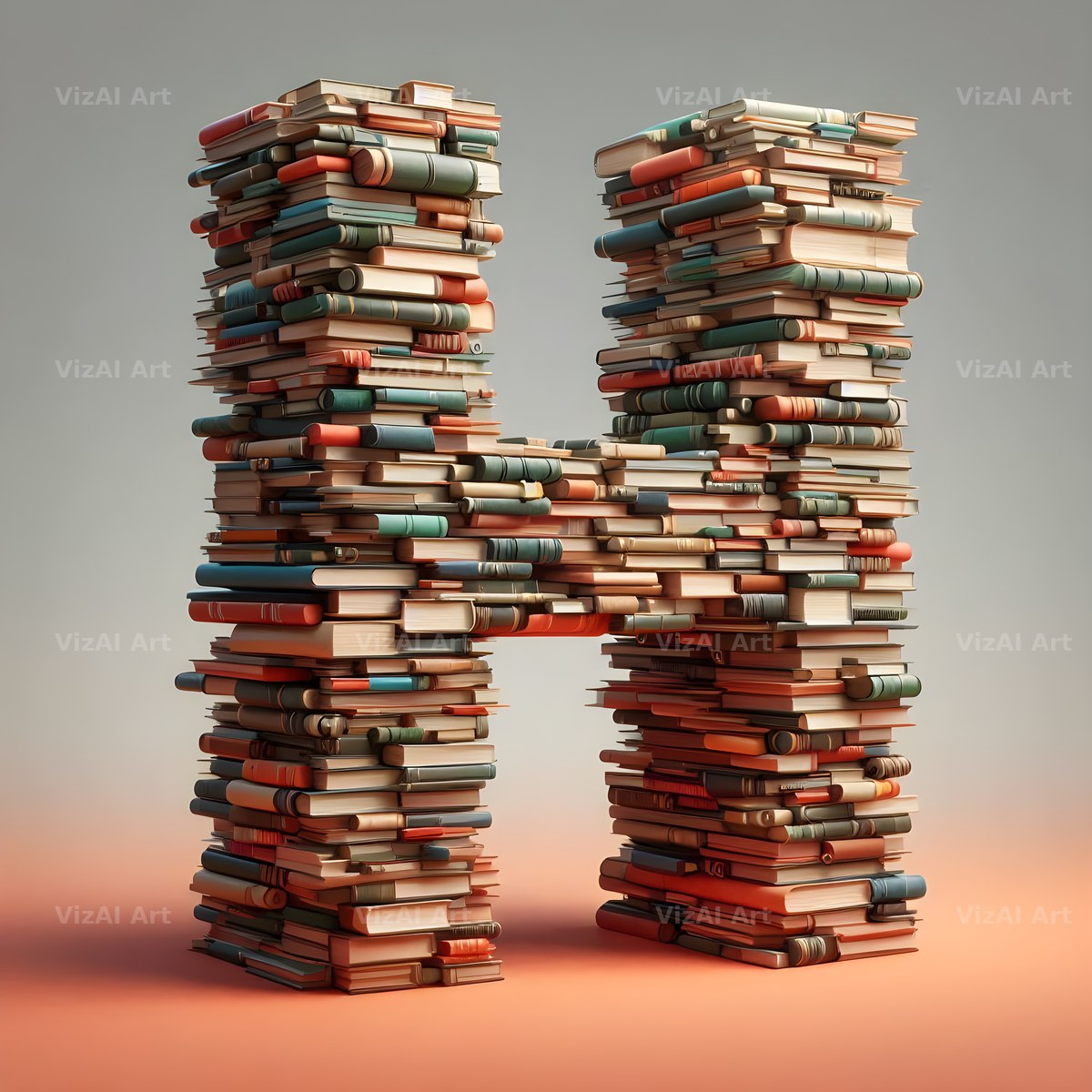 Book Stack alphabet letter H