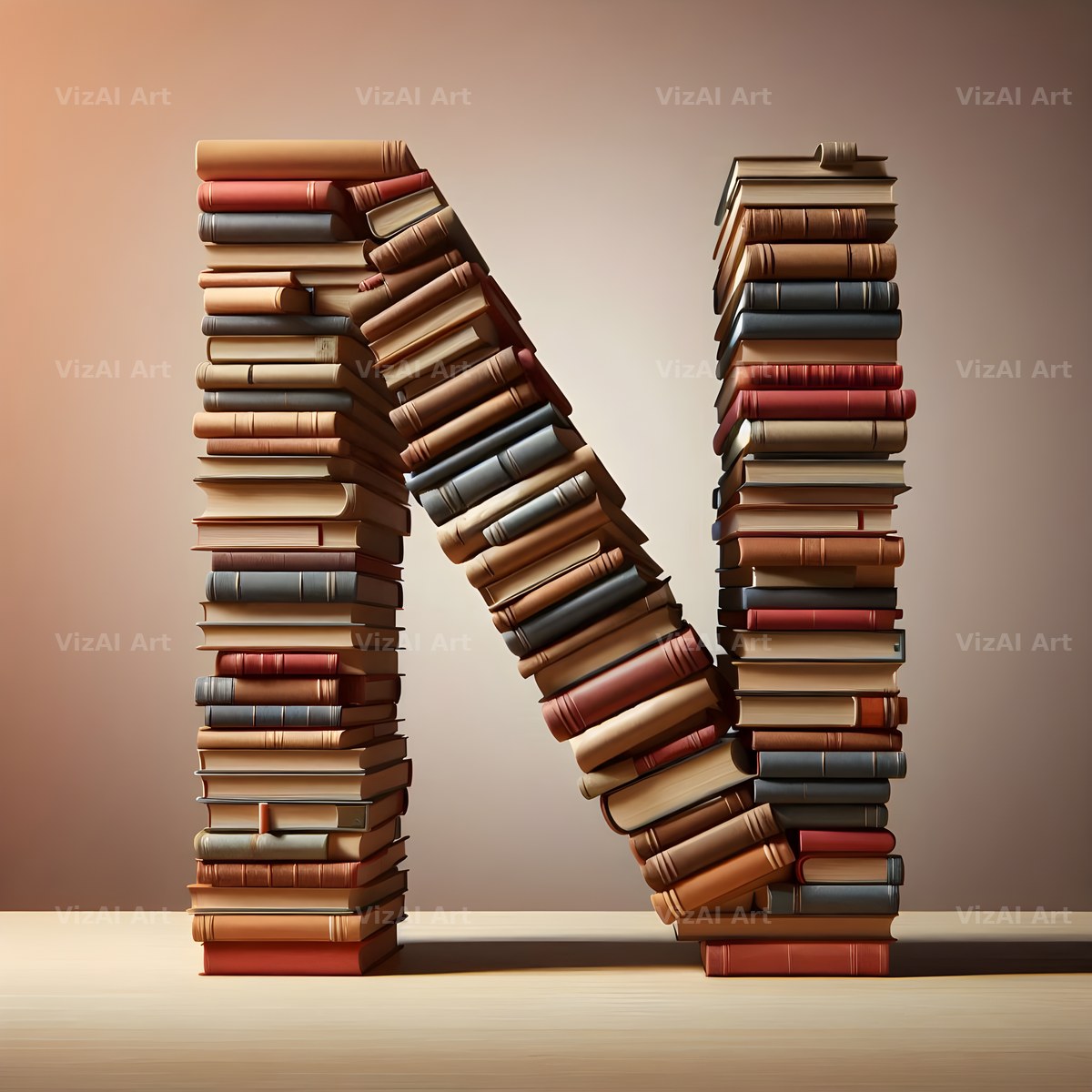 Book Stack alphabet letter N