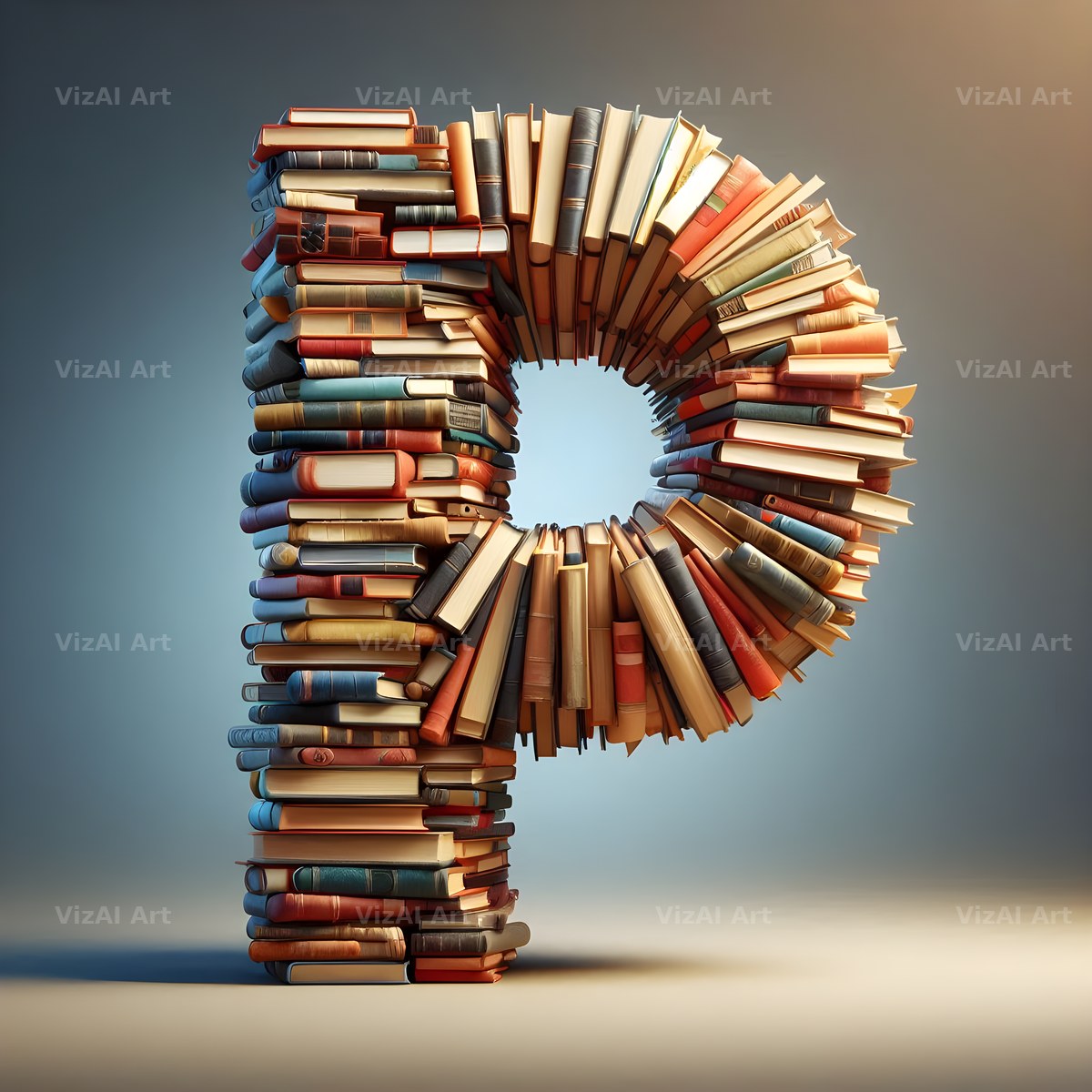 Book Stack alphabet letter P