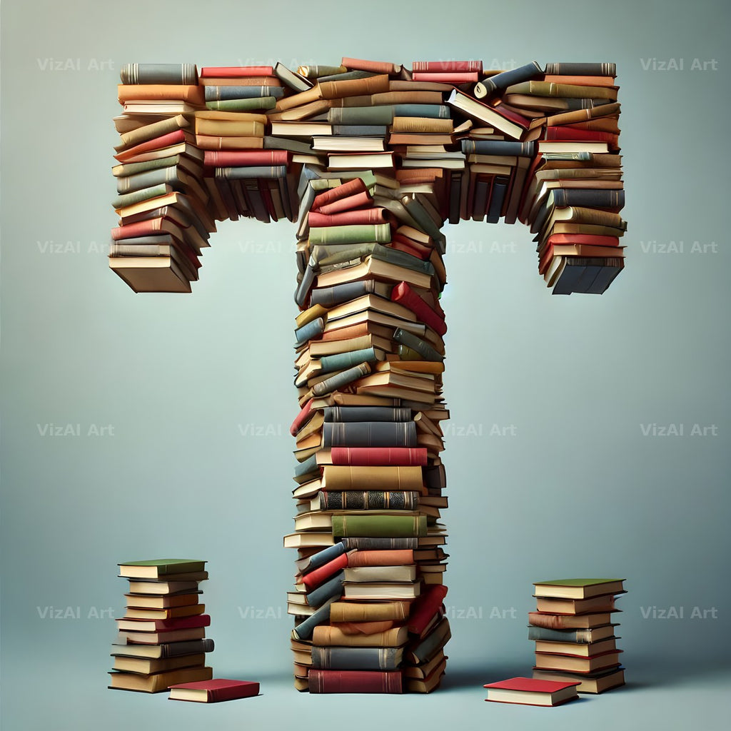 Book Stack alphabet letter T