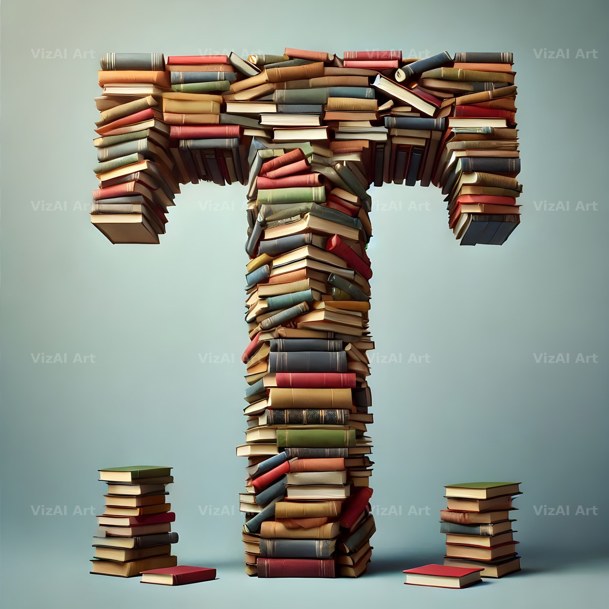 Book Stack alphabet letter T