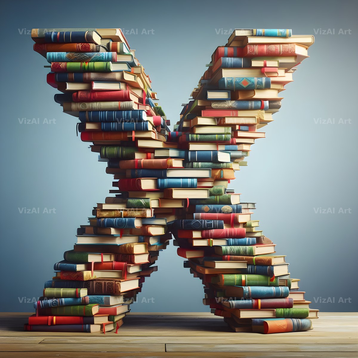 Book Stack alphabet letter X