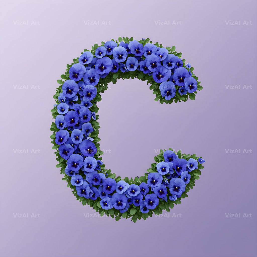 Blue Pansy alphabet letter C