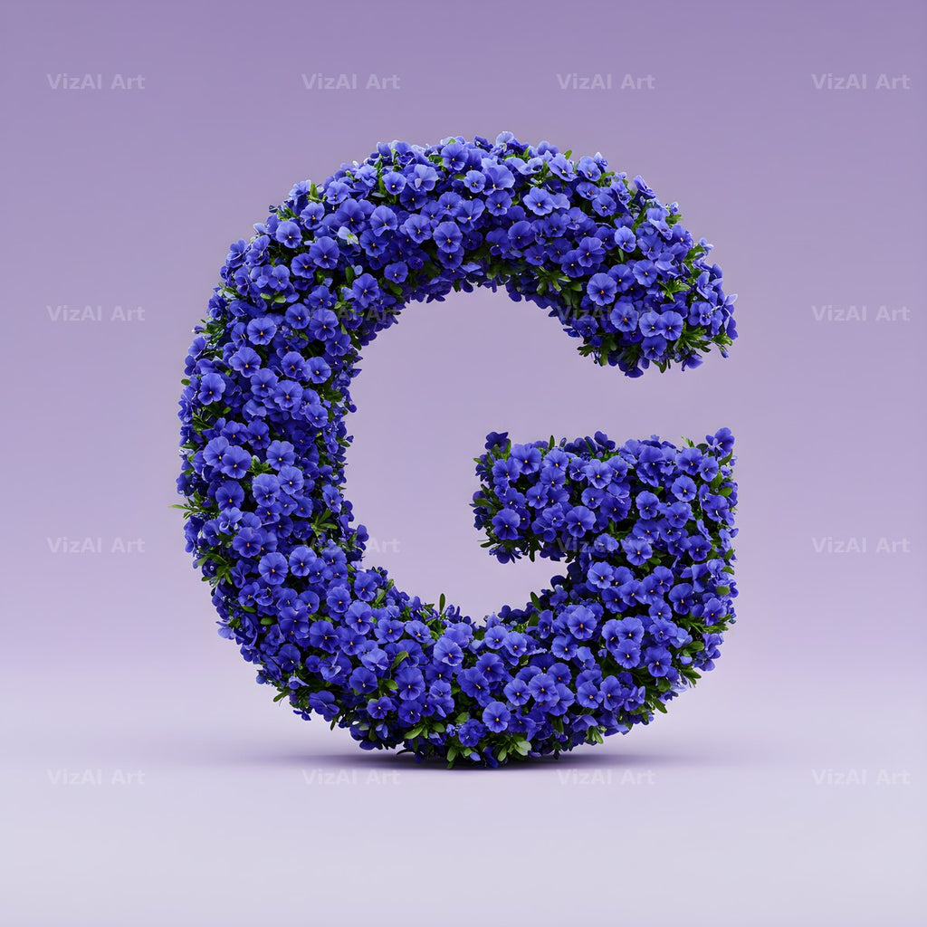 Blue Pansy alphabet letter G
