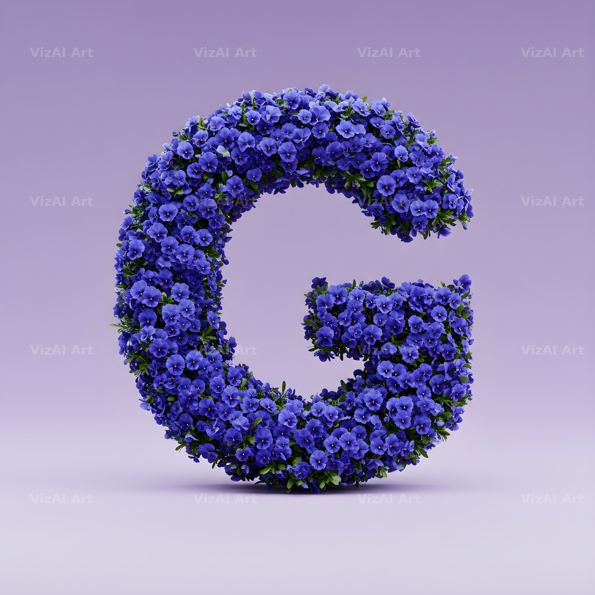 Blue Pansy alphabet letter G