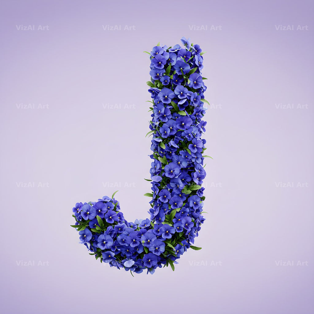 Blue Pansy alphabet letter J