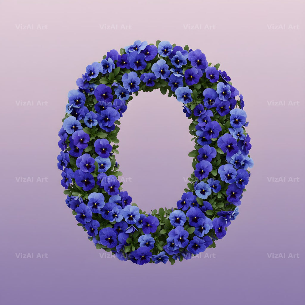 Blue Pansy alphabet letter O