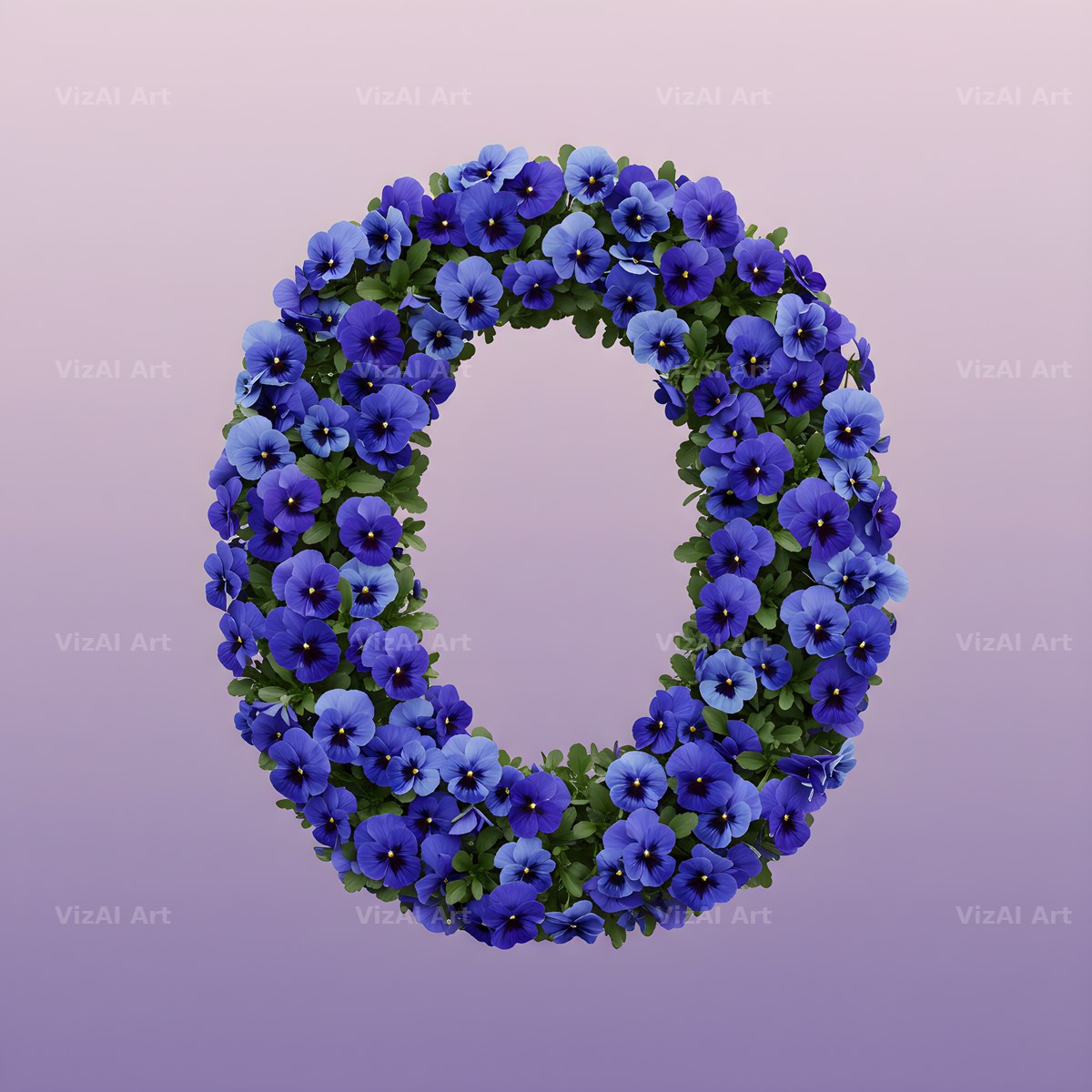 Blue Pansy alphabet letter O