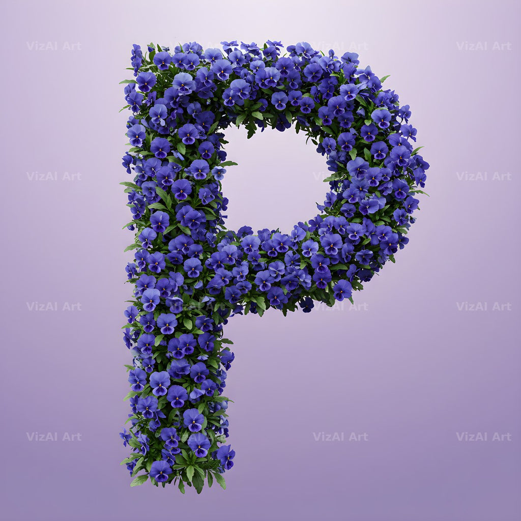 Blue Pansy alphabet letter P
