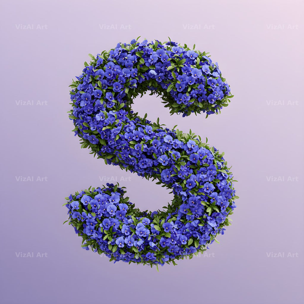 Blue Pansy alphabet letter S