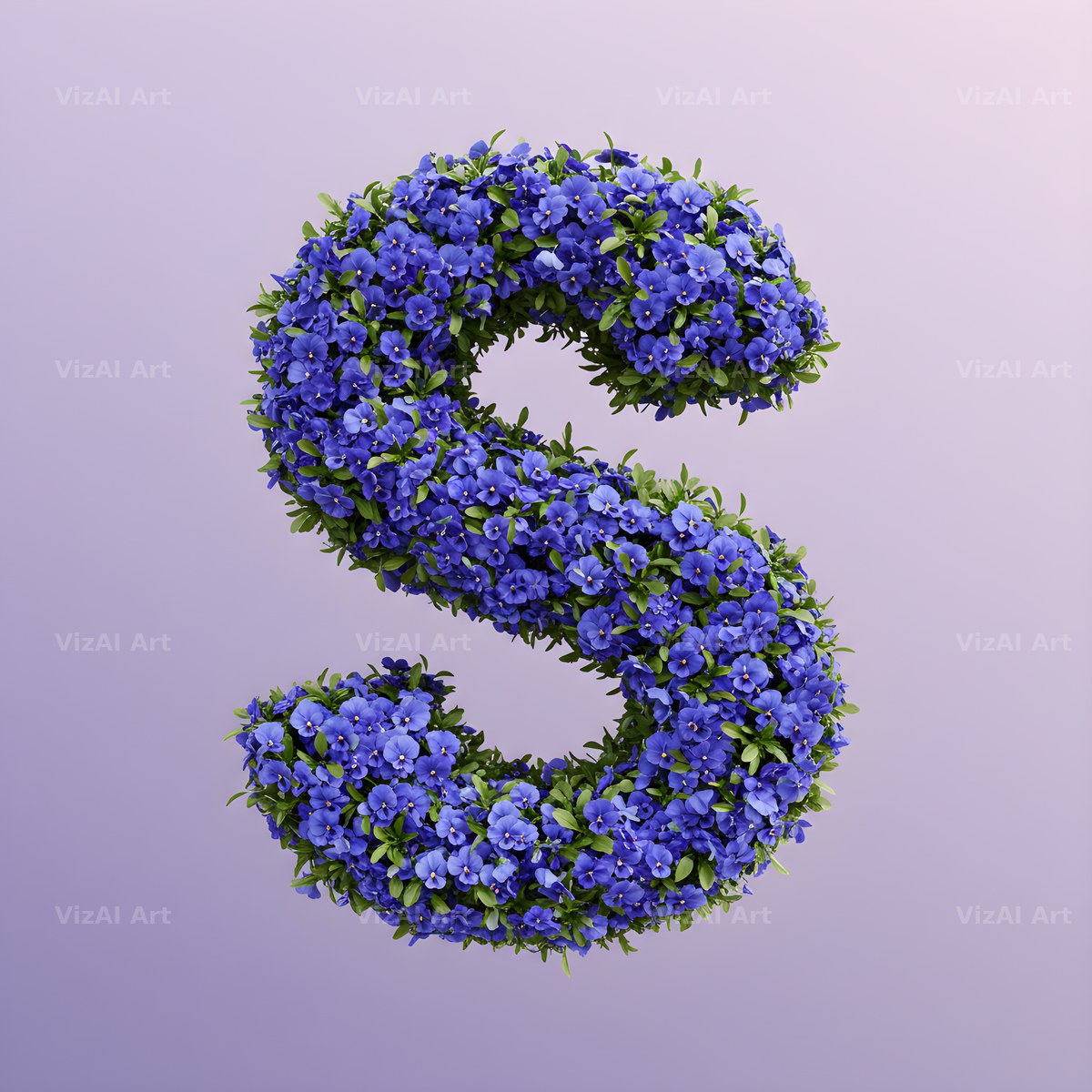 Blue Pansy alphabet letter S