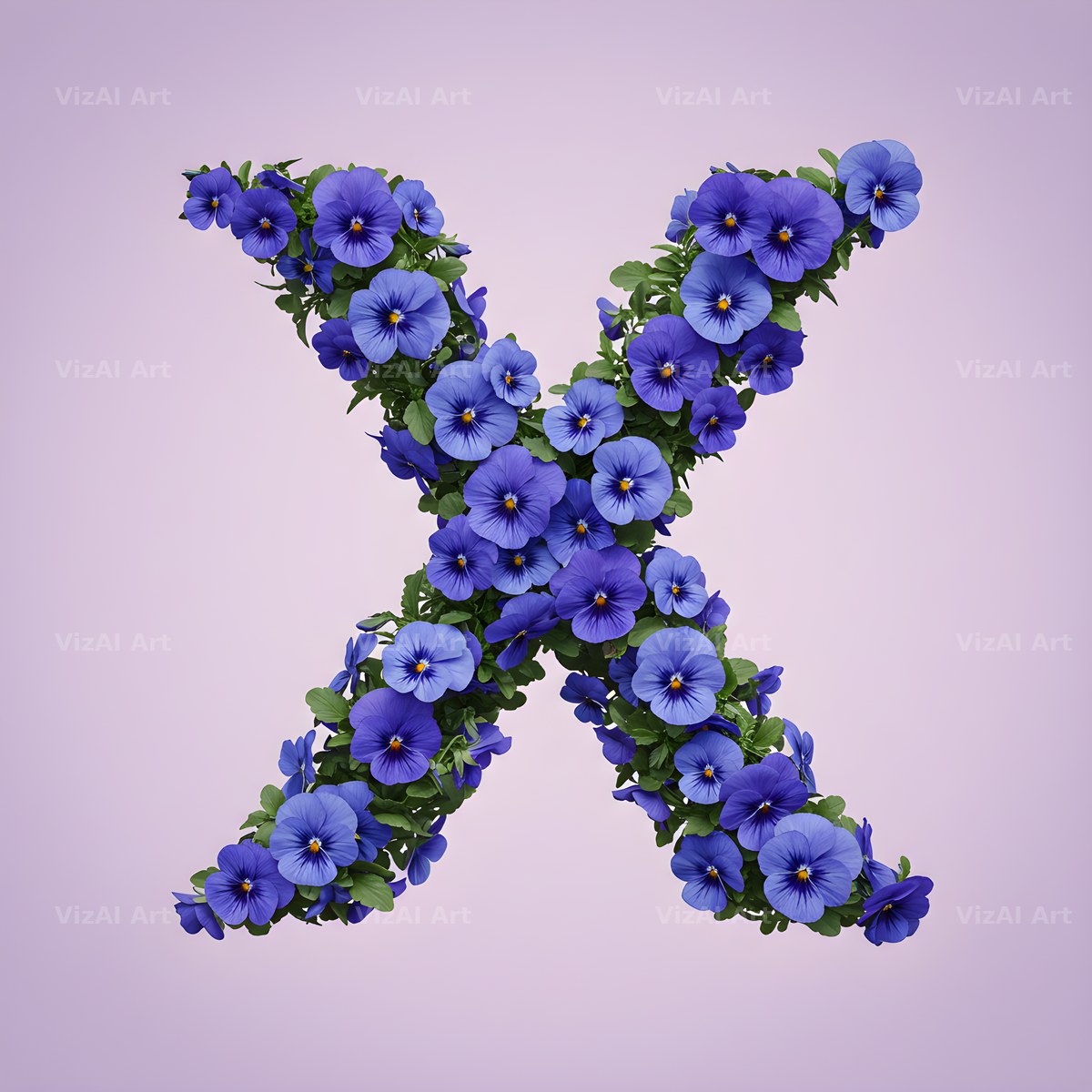Blue Pansy alphabet letter X