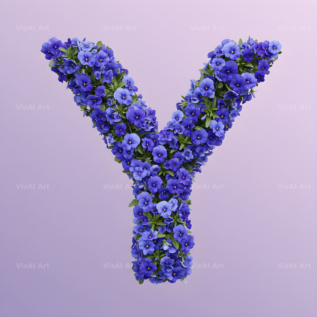 Blue Pansy alphabet letter Y