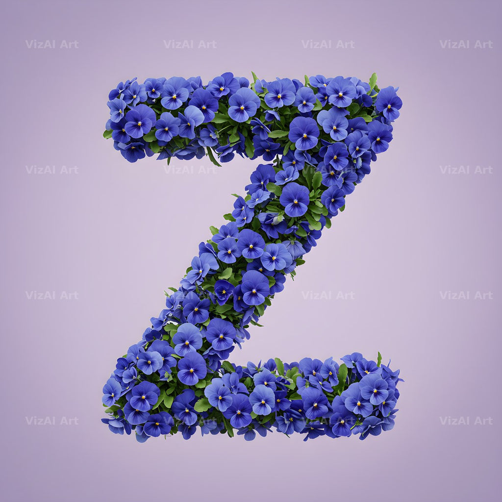 Blue Pansy alphabet letter Z