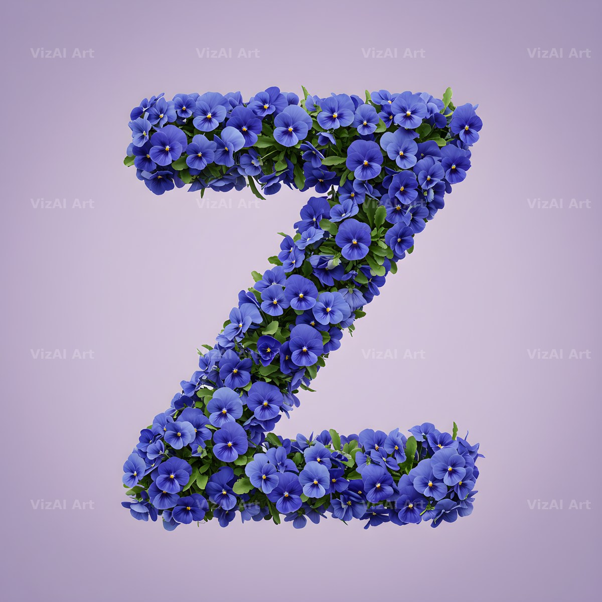 Blue Pansy alphabet letter Z