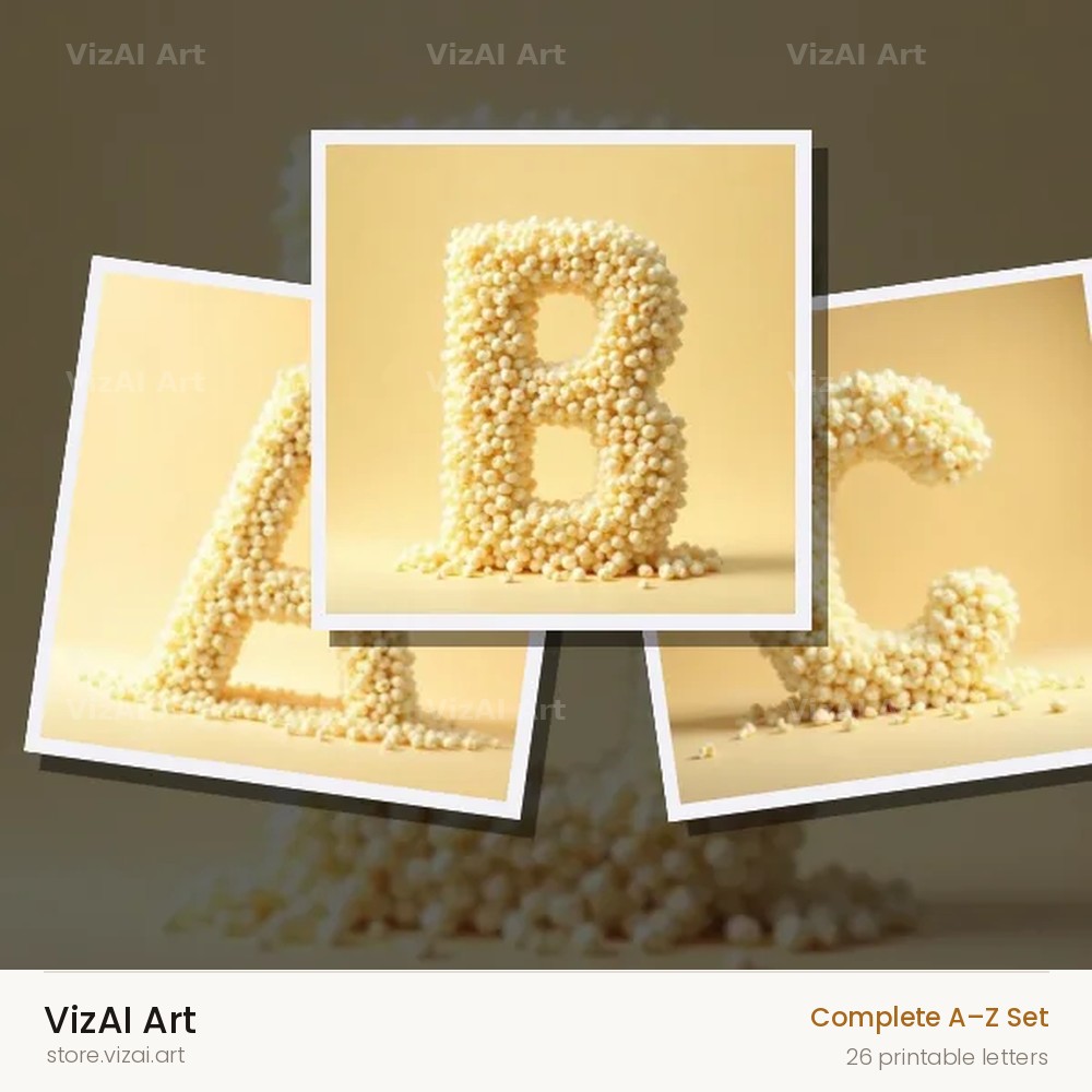 Buttered Popcorn alphabet — choose an individual printable letter