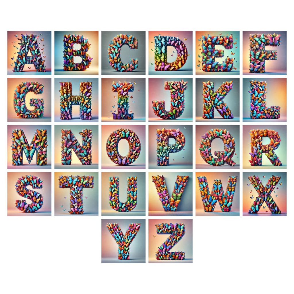 Butterfly alphabet — all 26 letters