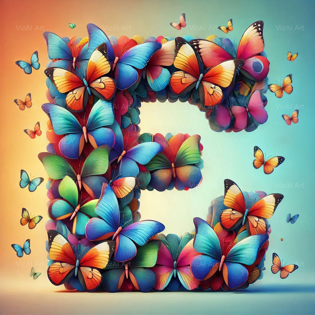 Butterfly alphabet letter E