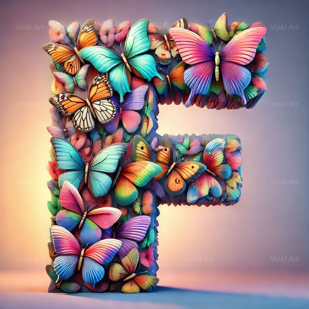 Butterfly alphabet letter F