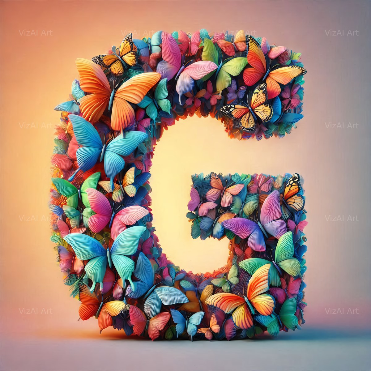Butterfly alphabet letter G
