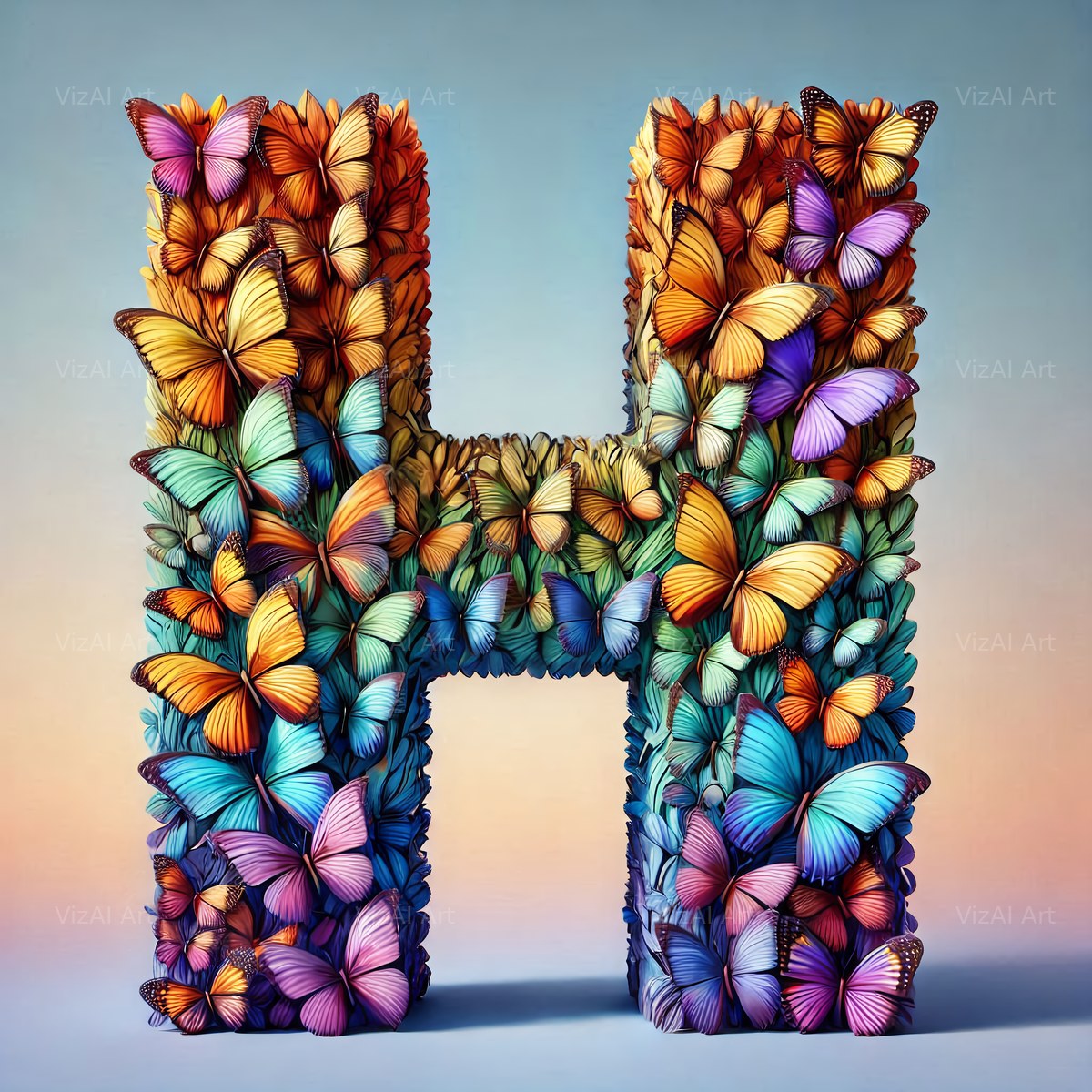 Butterfly alphabet letter H