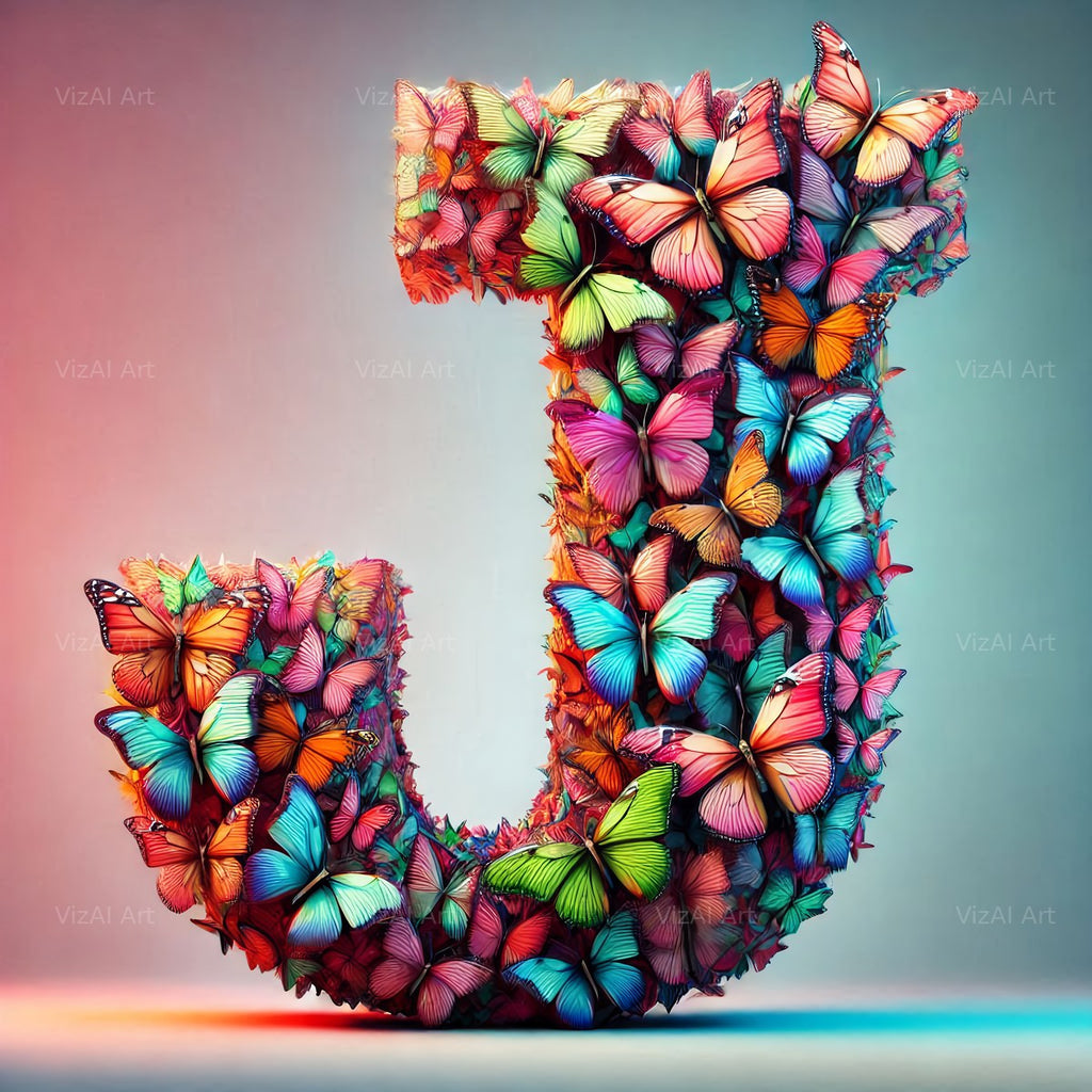 Butterfly alphabet letter J
