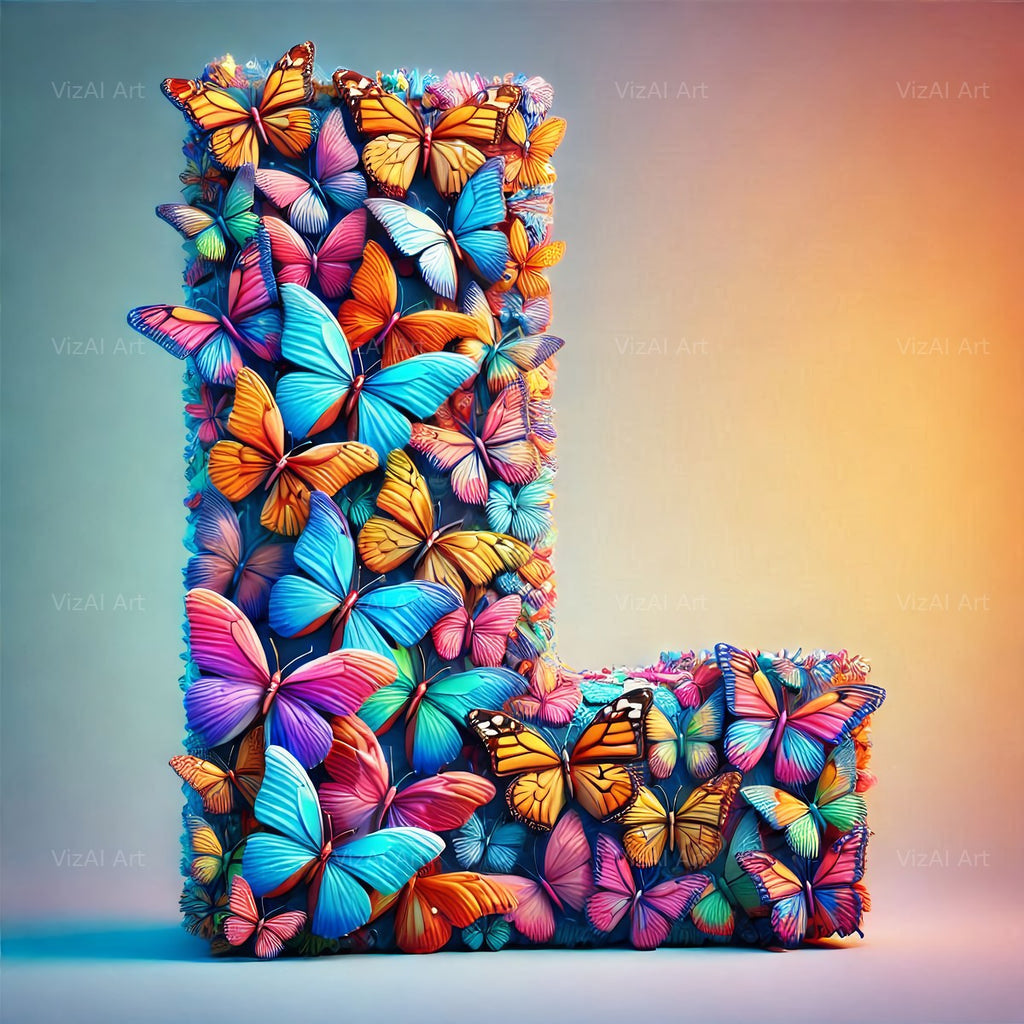 Butterfly alphabet letter L