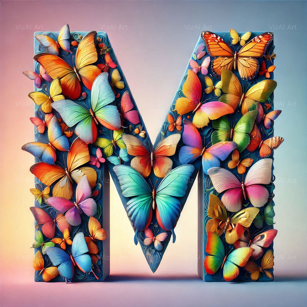 Butterfly alphabet letter M