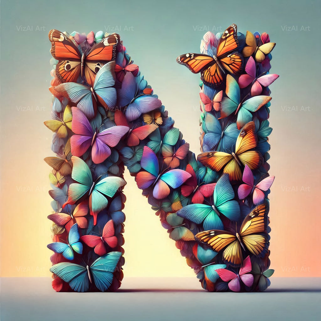 Butterfly alphabet letter N