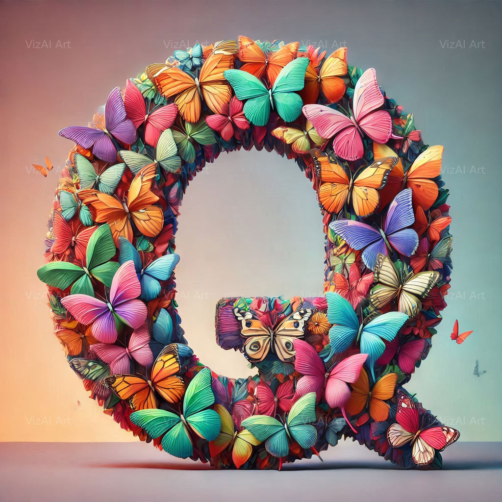 Butterfly alphabet letter Q