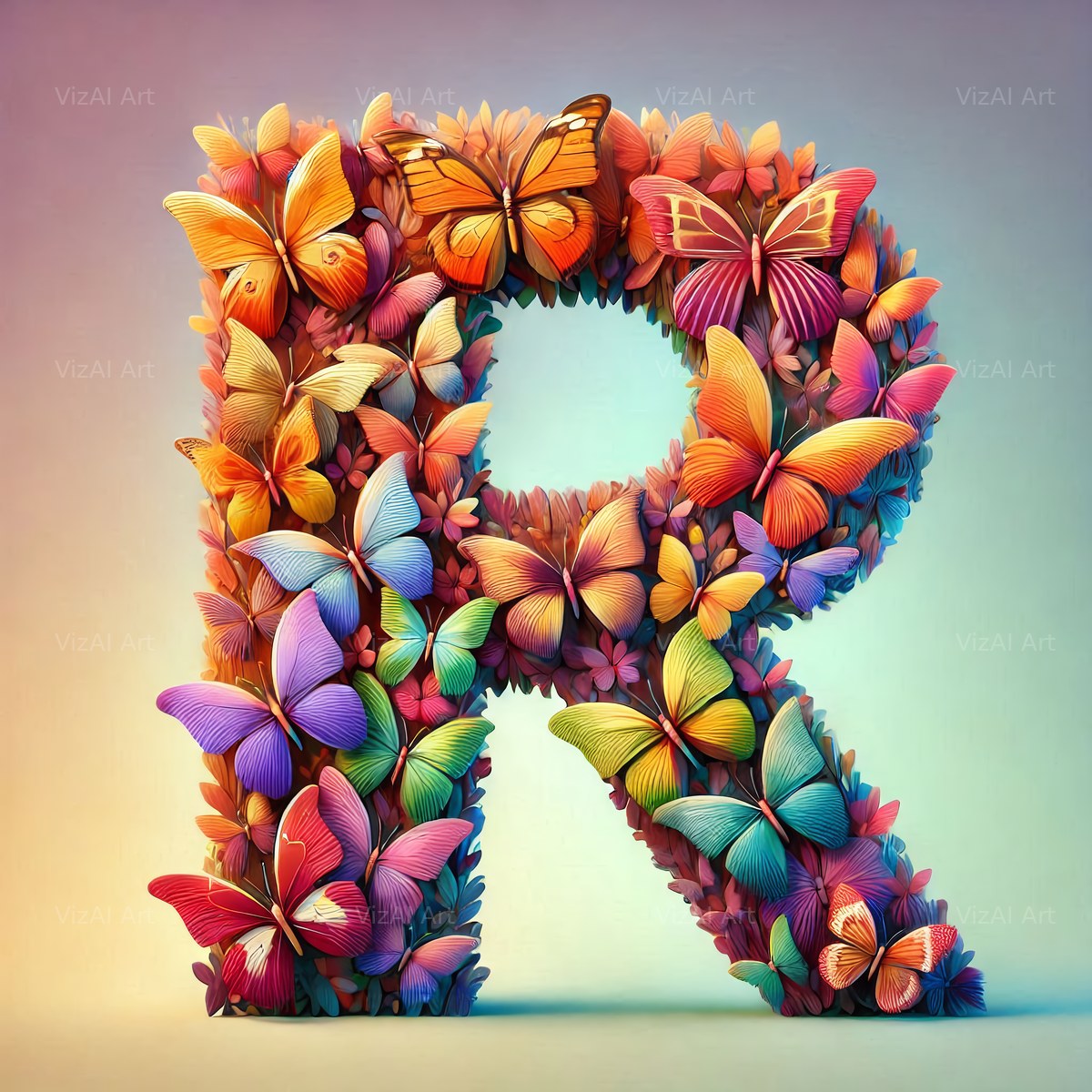 Butterfly alphabet letter R