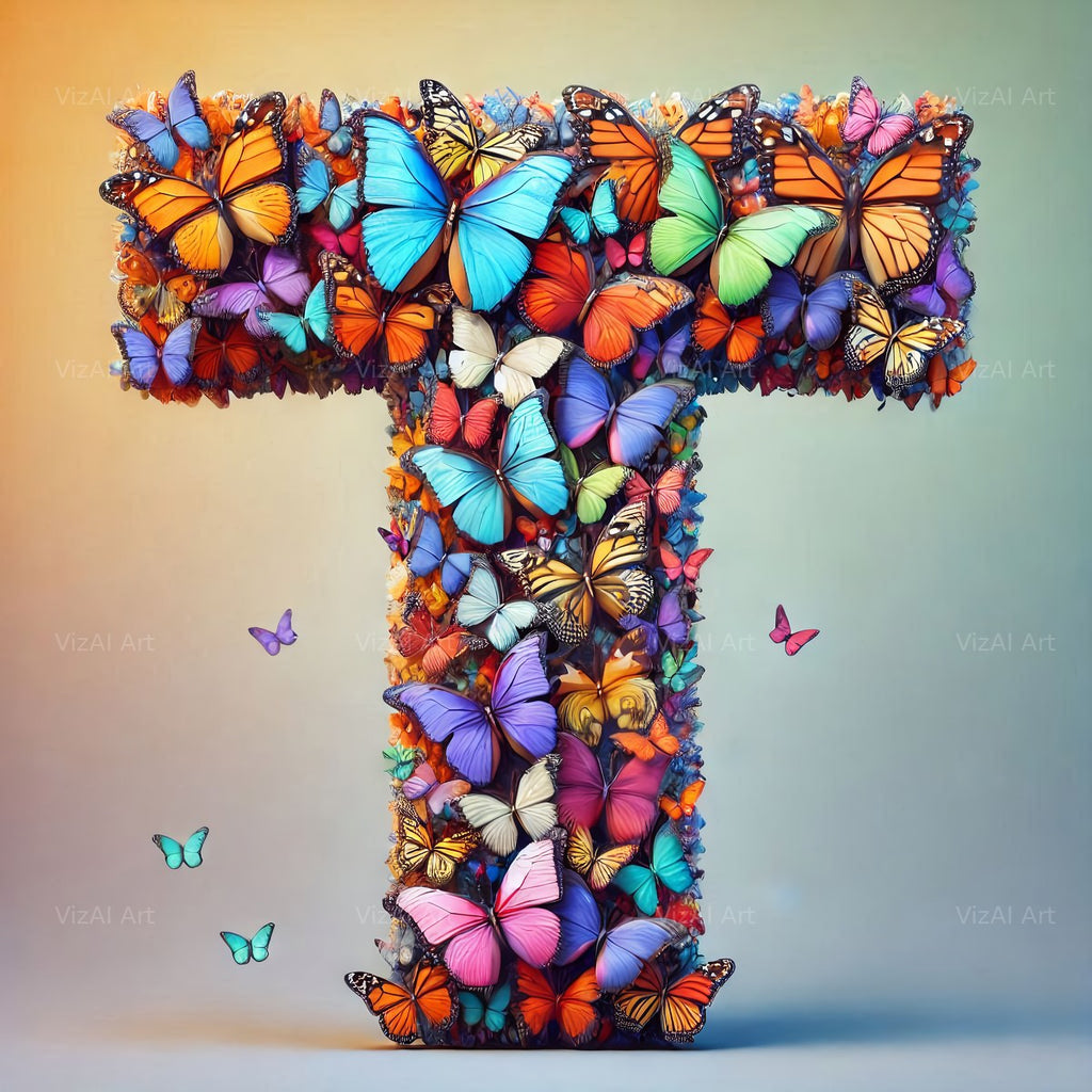 Butterfly alphabet letter T
