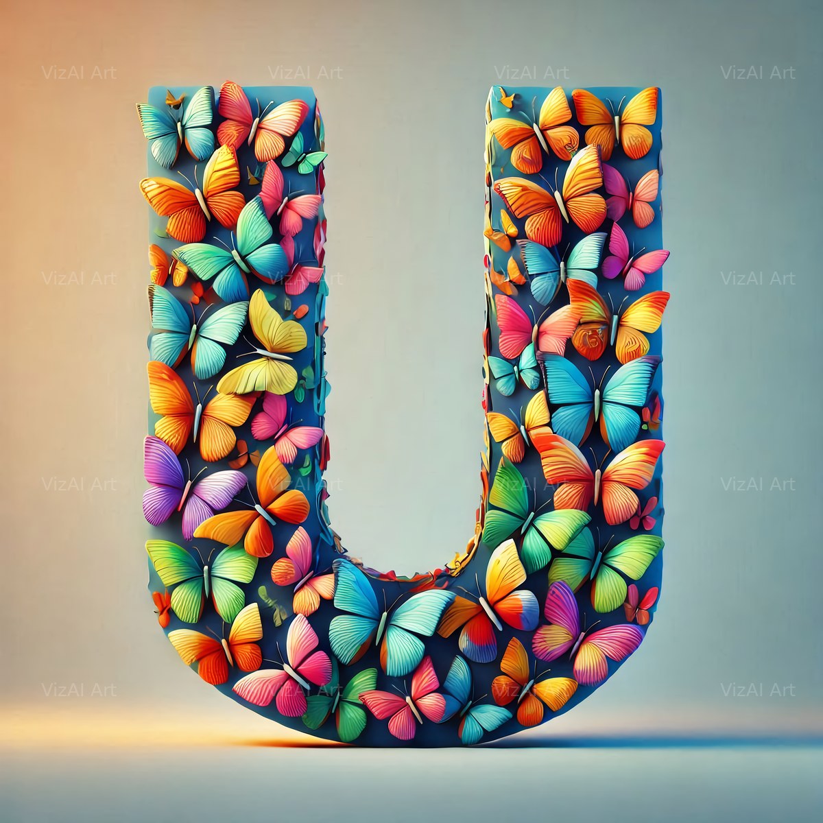 Butterfly alphabet letter U