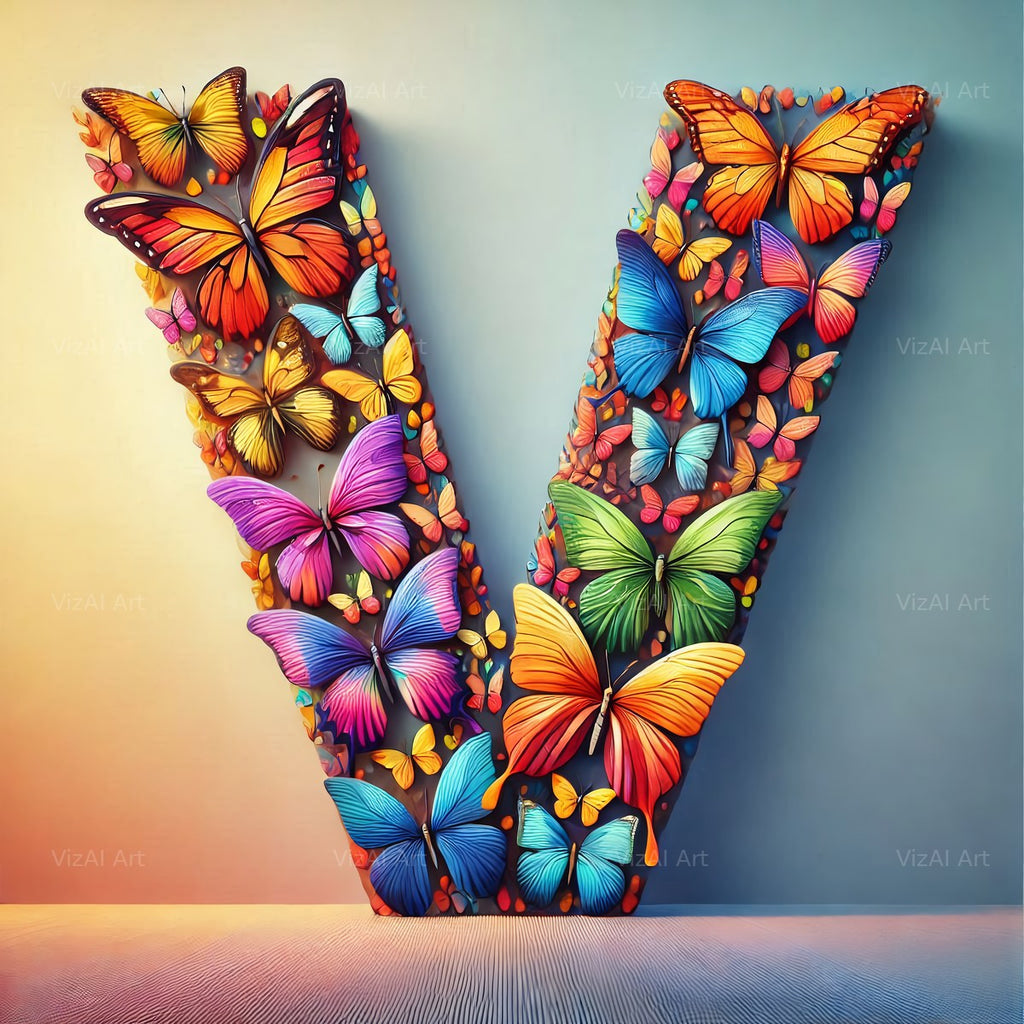 Butterfly alphabet letter V