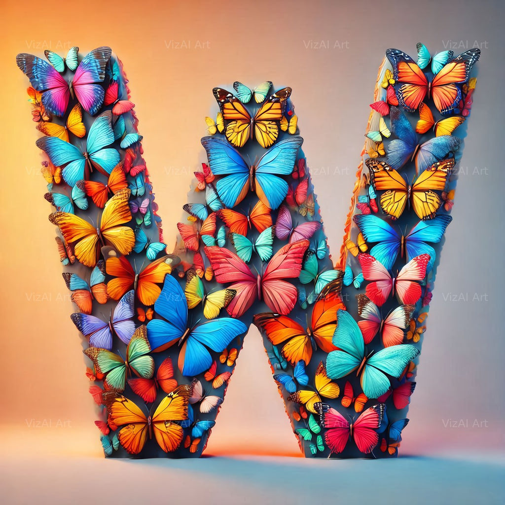 Butterfly alphabet letter W