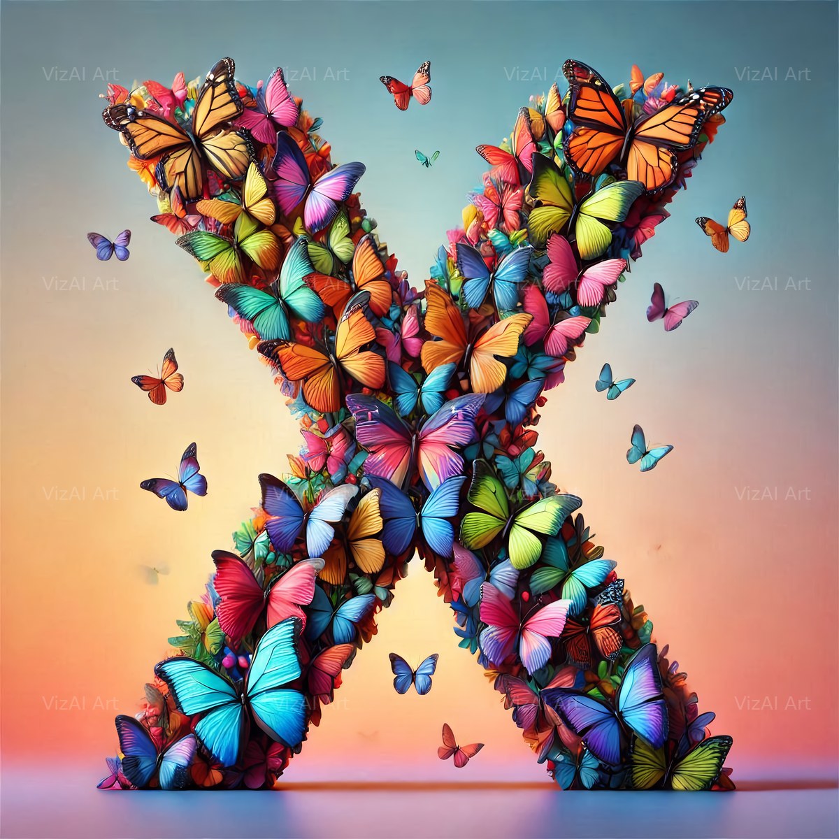 Butterfly alphabet letter X