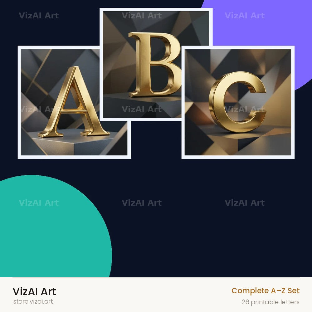 Solid Gold Facet alphabet — choose an individual printable letter