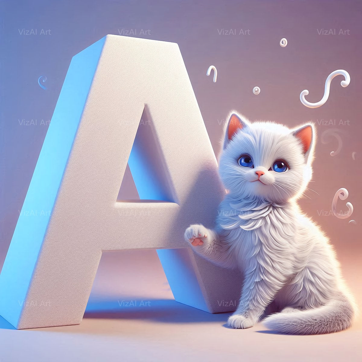 Kitten alphabet letter A