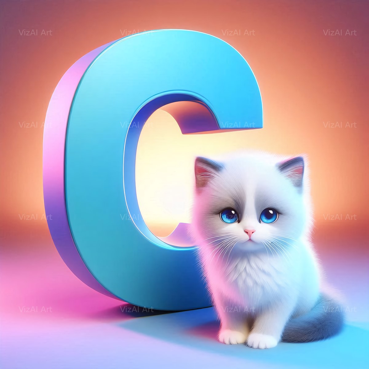 Kitten alphabet letter C
