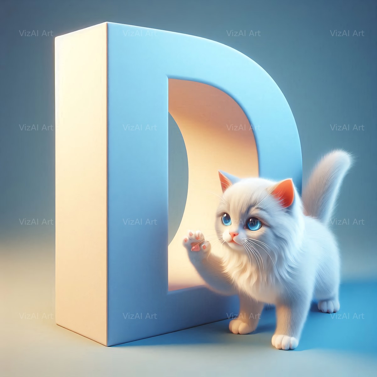 Kitten alphabet letter D