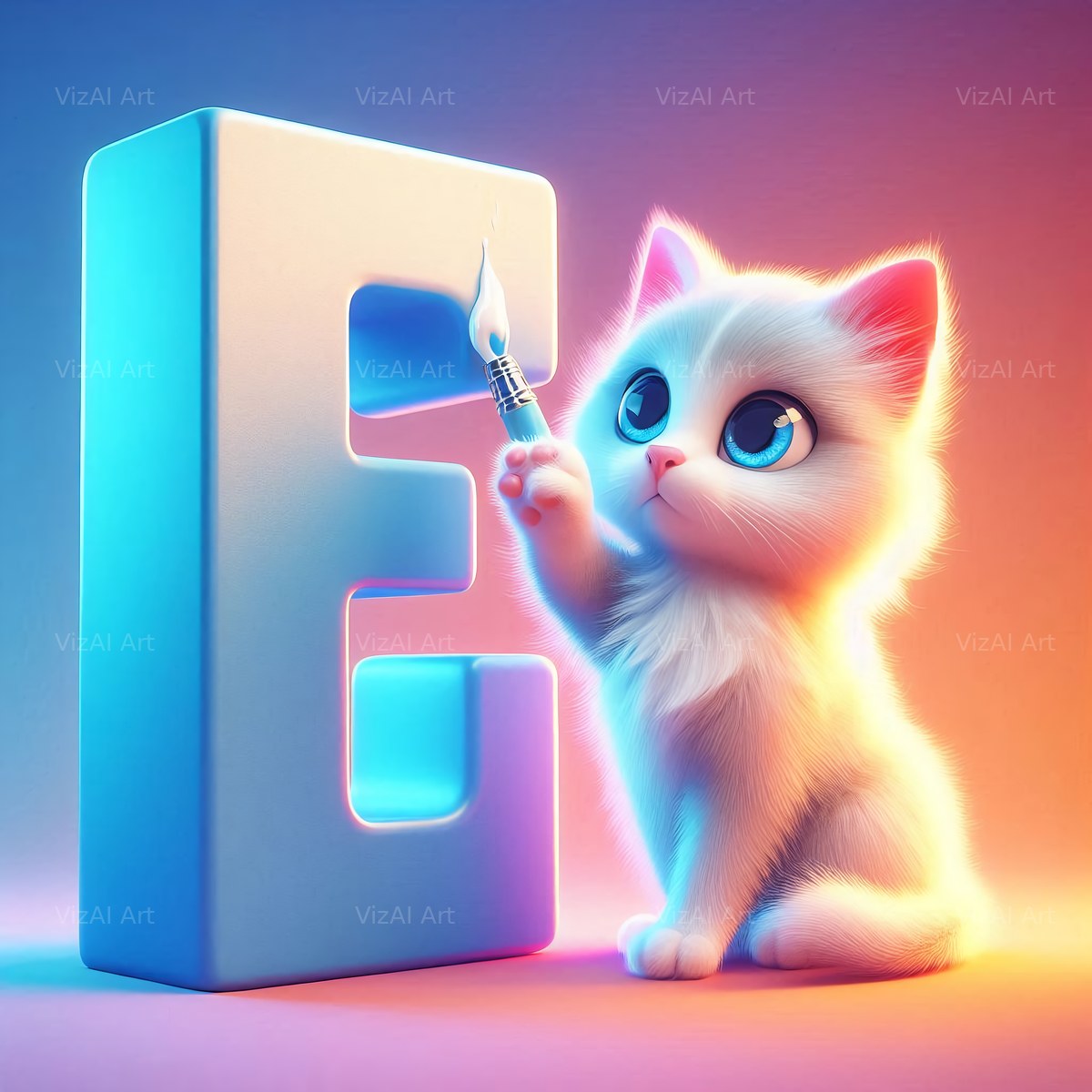 Kitten alphabet letter E
