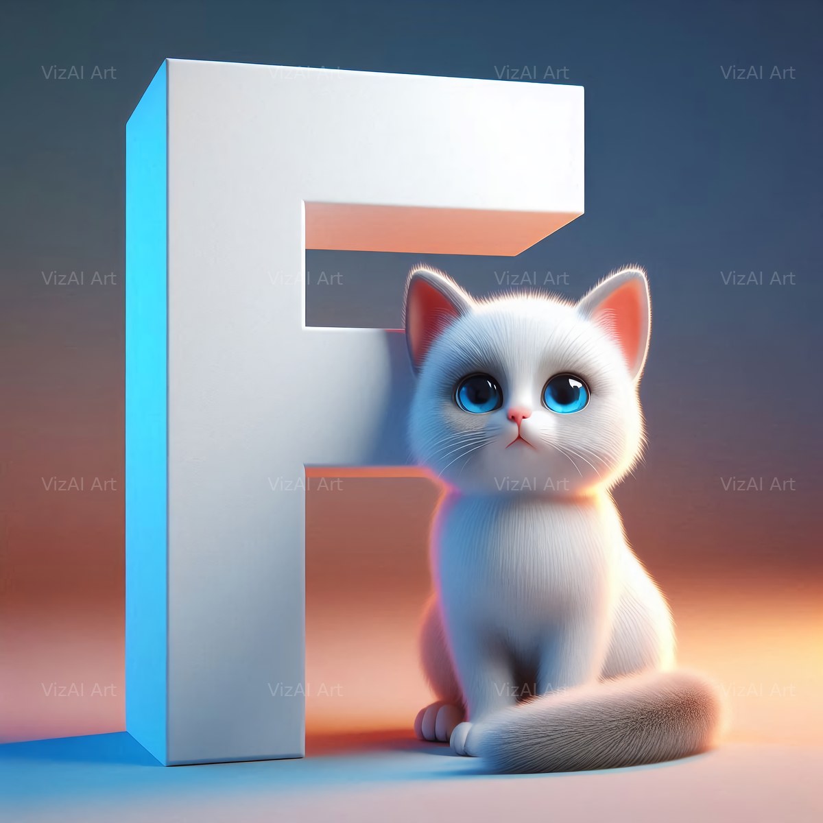 Kitten alphabet letter F