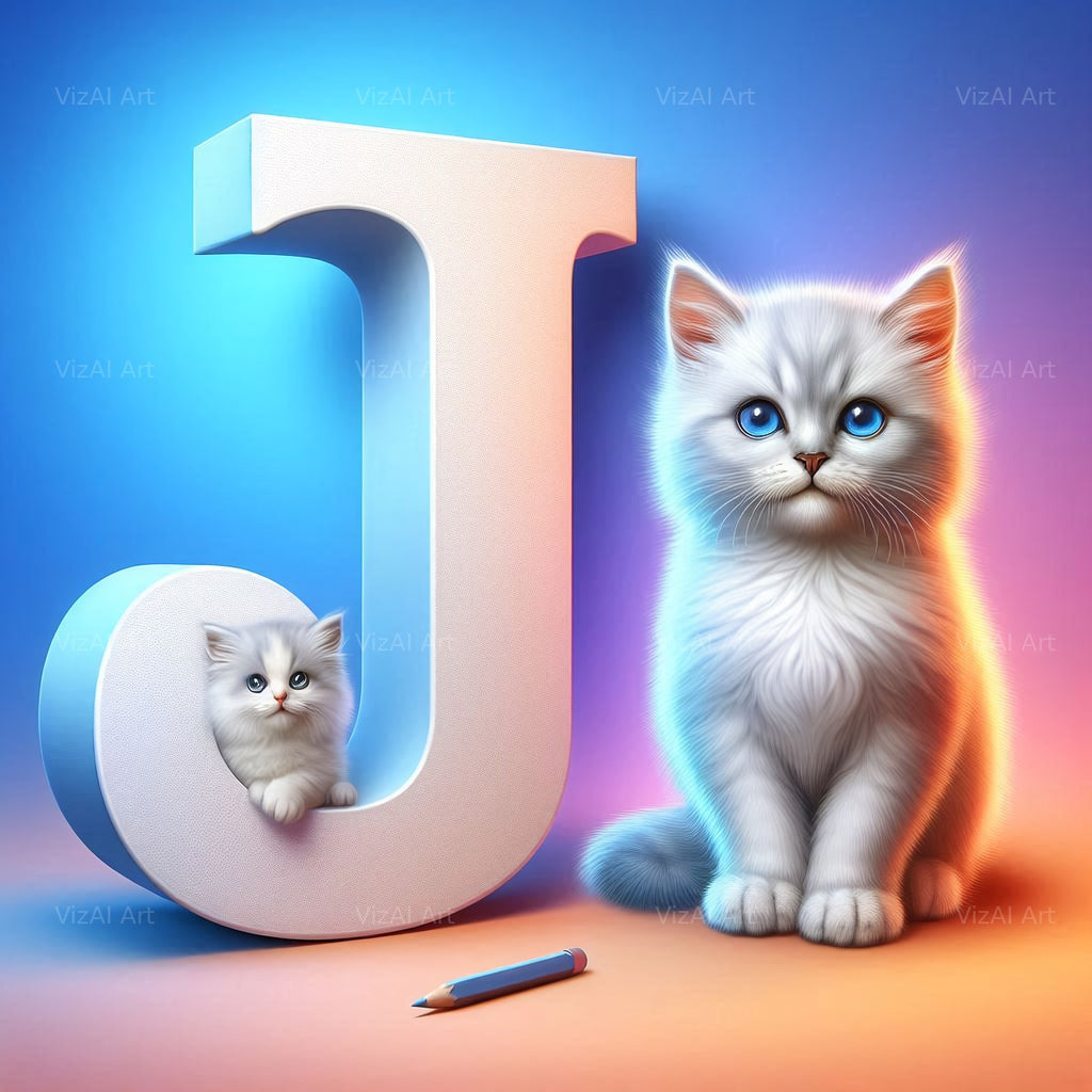 Kitten alphabet letter J