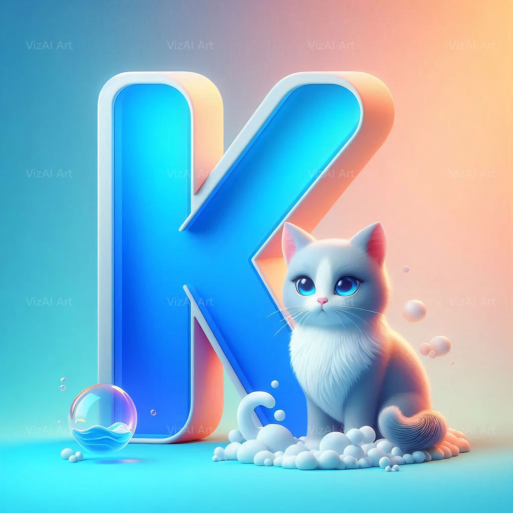 Kitten alphabet letter K