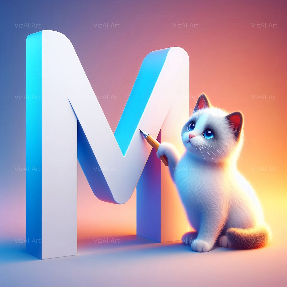 Kitten alphabet letter M