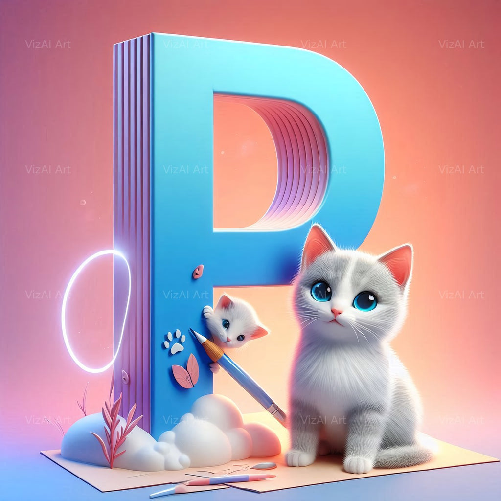 Kitten alphabet letter P