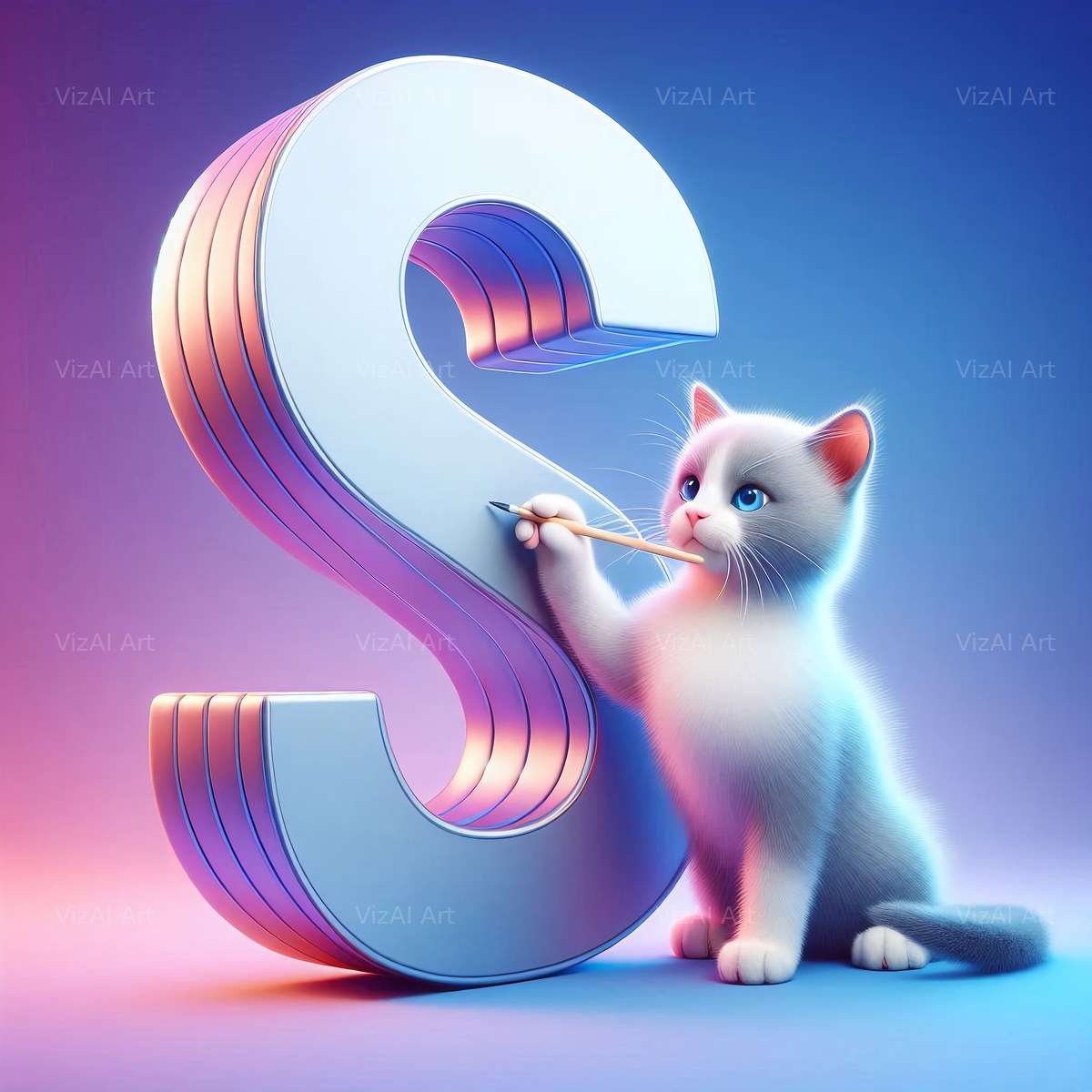 Kitten alphabet letter S